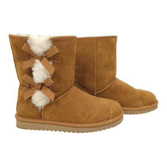 Koolaburra UGG Victoria Short Boots Womens Size 9 Suede Leather Chestnut 1015874 - Picture 12 of 16